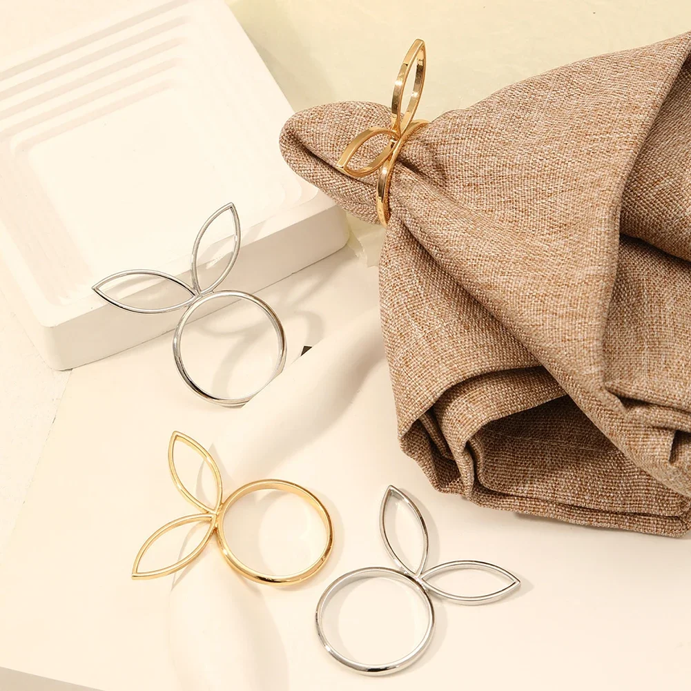 Rabbit Ears Napkin Rings Easter Weddings Holiday Dining Table Decorations Supply Bunny Head Napkin Stand Racks 6Pcs