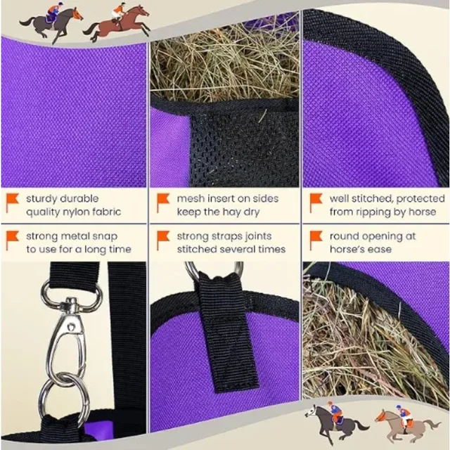 Feeder Storage Bag for Calf Horse Farm Animals Cow Hay Feeder Bag Haylage Bag Horse Feeding Supplies with Strap Horse Hay Bag 5