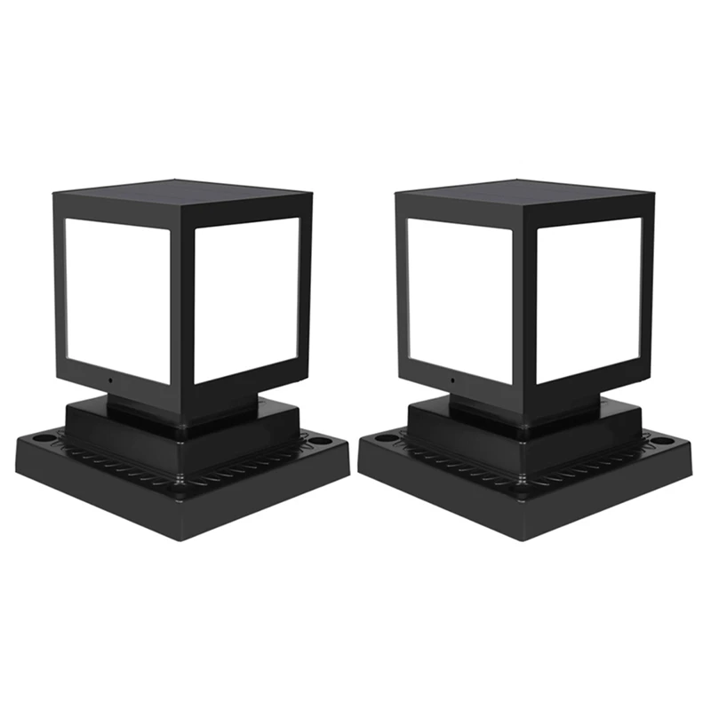 

2X Solar Post Lamp Waterproof Column Head Light For Garden Wall Lamp,Post Deck Cap Fence Landscape Lamp White Light