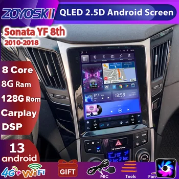 현대 소나타 YF 8, 안드로이드 2010-2018 테슬라 스크린, 자동차 GPS 네비게이션, 스테레오 헤드유닛, 자동차 라디오 플레이어, 올인원 카플레이