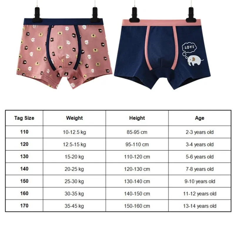 Boys Underwear 4Pcs/Lot Boys Boxer Children's Underwear Stripped Navy Blue Cato Underpants Boys' Clothing