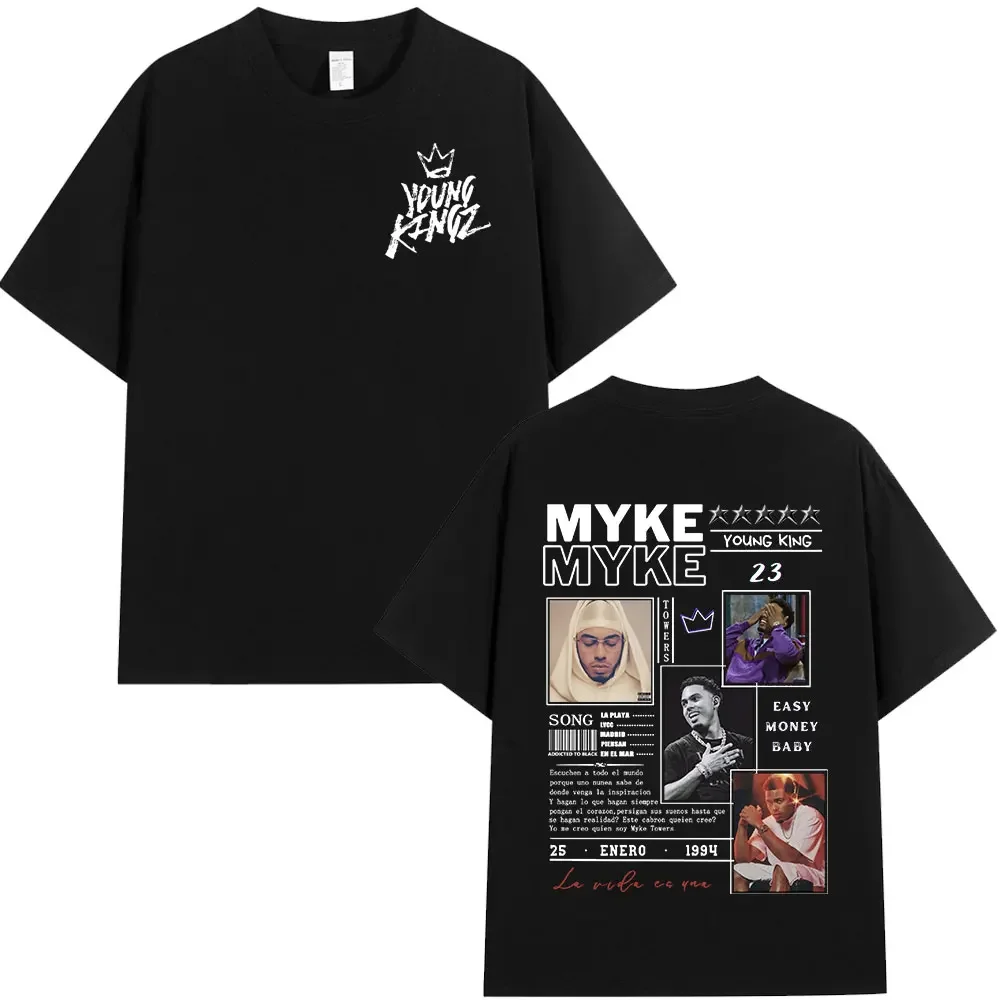 Rapper Myke Towers Graphic T-shirts Men Women Clothing Fashion Hip Hop Oversized T Shirt Unisex Cotton Short Sleeve T-shirt Tops 2