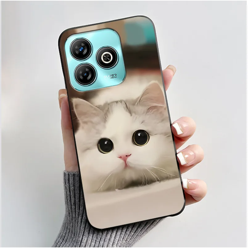 Aesthetic Cute Cat Black Shockproof Silicone Back Cover