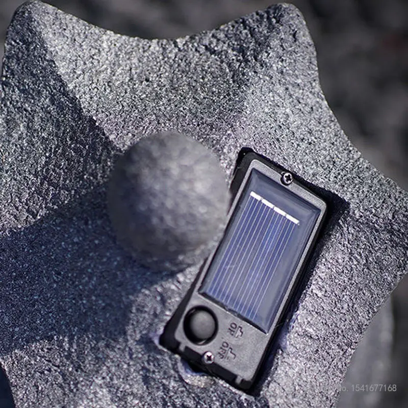 Resin Imitation Stone Tower Statue Lamp, New Chinese Palace Retro Solar Energy Lamp, Garden Landscape Lawn Lamp