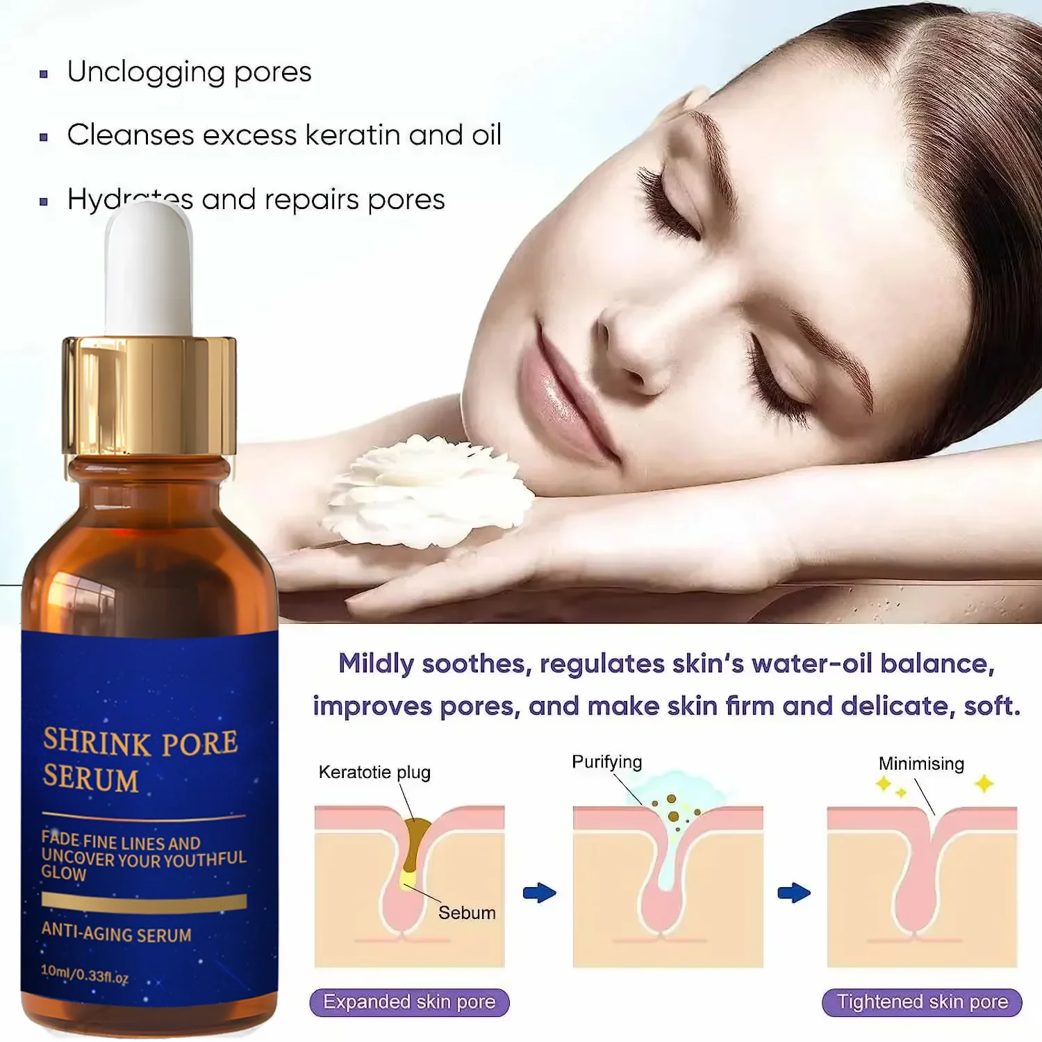 Removing Large Pores Pore Shrinking Serum Face Tightening Repairing Facial Pore Minimizing Moisturizing Skin Care Product 4