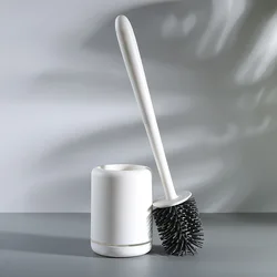 Silicone Wall - Mounted Quick - Drying Toilet Brush with Soft Bristles (Silicone White)
