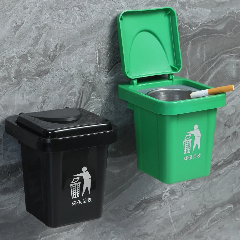 Cenicero De Pared Con Tapa – Acero Inoxidable, Sin Perforaciones, 11x9.5 Cm