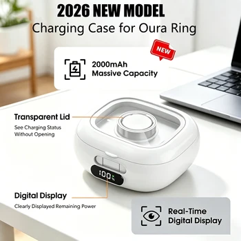 Custodia di ricarica portatile per Smart Ring, compatibile con Oura Ring Gen 4 e 3, caricabatterie da viaggio portatile con batteria da 2000 mAh