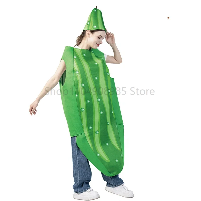 Costumi da Cetriolo per Adulti, Abiti Divertenti per Carnevale, Feste a Tema Cibo, Travestimenti Divertenti, Costume da Frutta - immagine 2