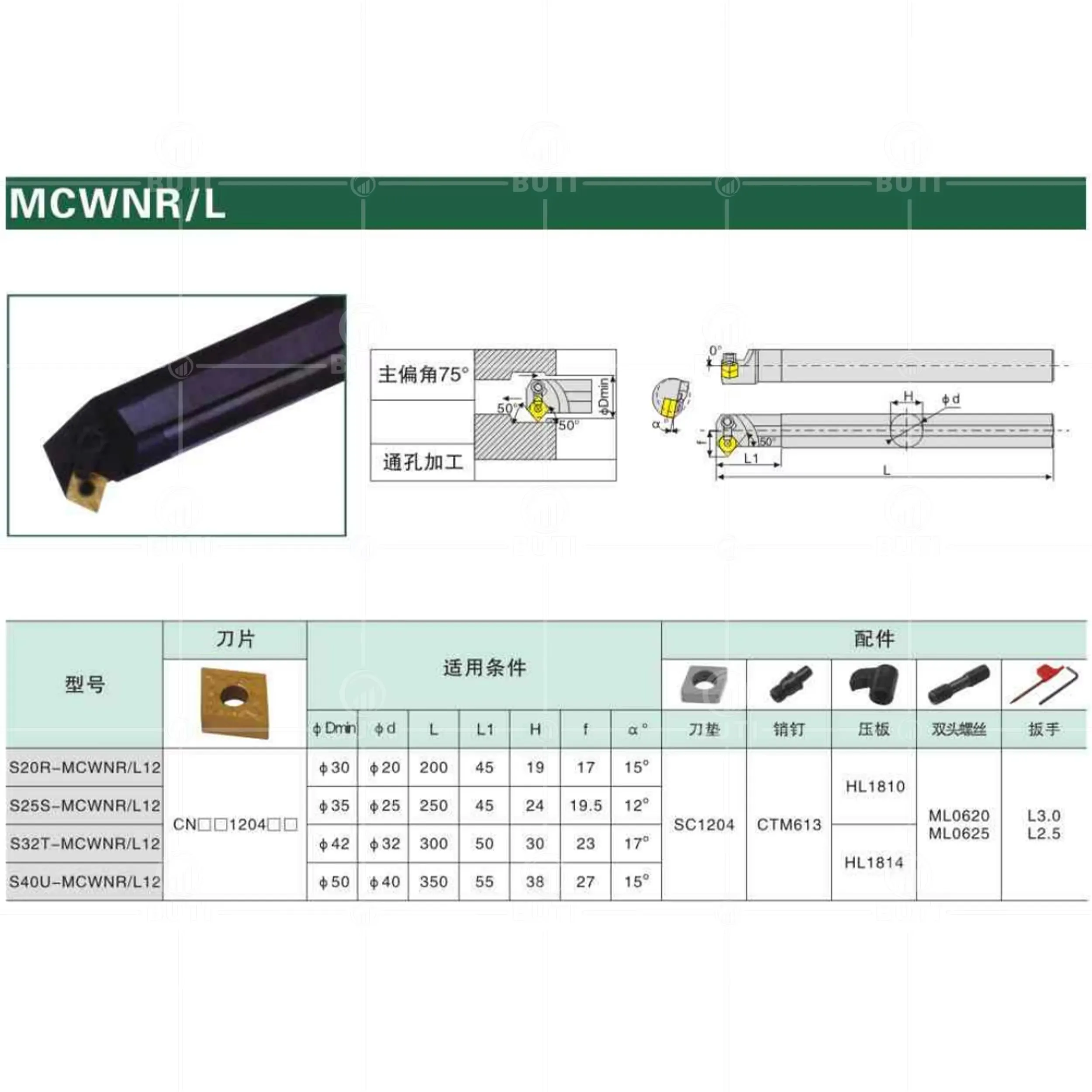 데스카 100%  수치 제어 MCWNR/L S20R/S25S-MCWNR12 S20R-MCWNL12 CNC 선반 공구 홀더 내부 보링 바 공구 사용