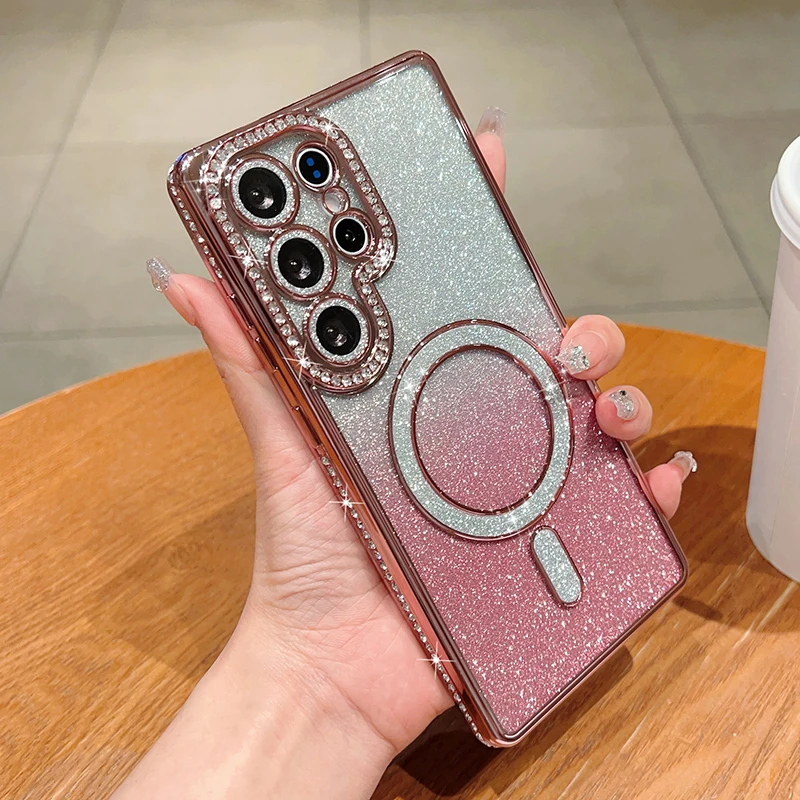Luxury Gradient Glitter Plating Phone Case - Bling Magnetic Back Soft Cover