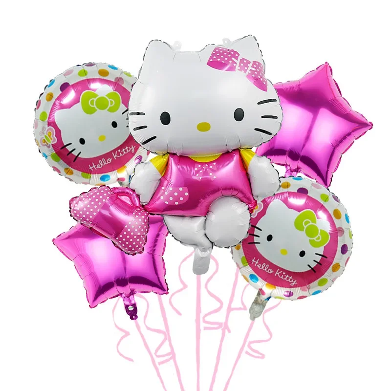 thumbnail image 1 of Decoraciones para fiestas de cumpleaños de niñas de Hello Kitty, vasos de papel, platos, banderas, recuerdos para niños, vajilla desechable para baby shower, globos, suministros, 1 of 5