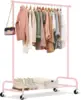 Heavy Duty Clothing Racks for Hanging Clothes Rack, 43" Wide Rolling Garment Rack Metal Clothing Hanger Rack with Wheels Wardrob 1