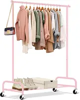 Heavy Duty Clothing Racks for Hanging Clothes Rack, 43" Wide Rolling Garment Rack Metal Clothing Hanger Rack with Wheels Wardrob 1