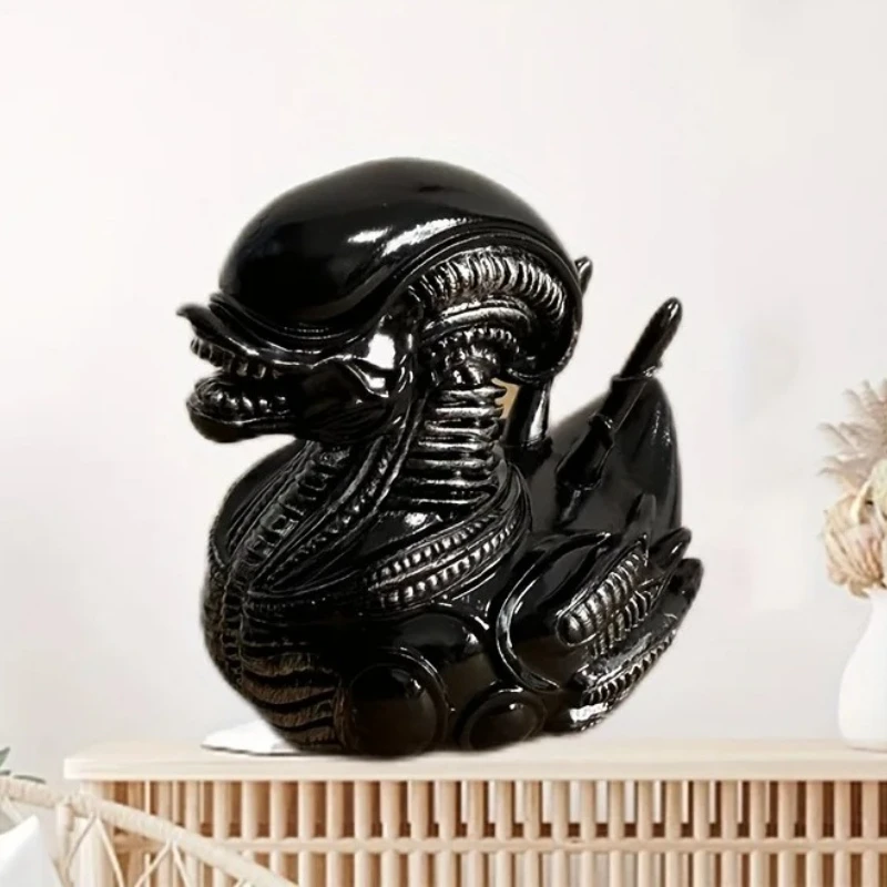 Creative Alien Themed Duck Figurine Whimsical Sci-Fi Desktop Resin Ornament for Party Novel Ornament for Movie Fans Duck Lovers