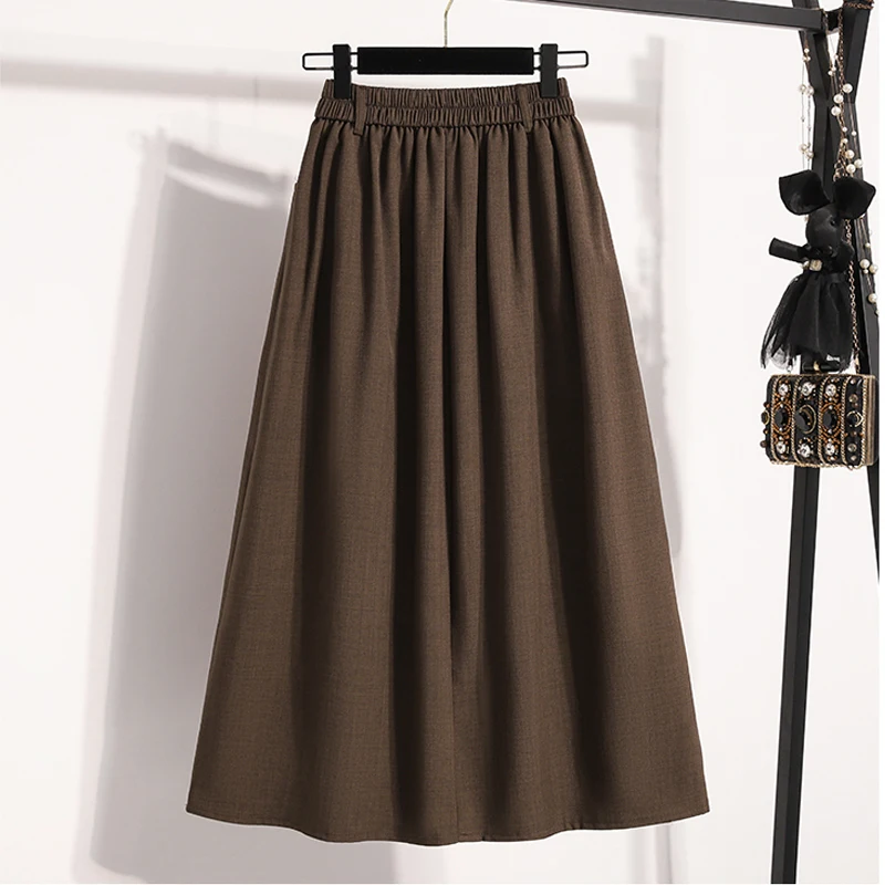 Coffee pleated high-waisted bustier skirt female spring and summer new Korean version of the loose large size fashion temperamen 6
