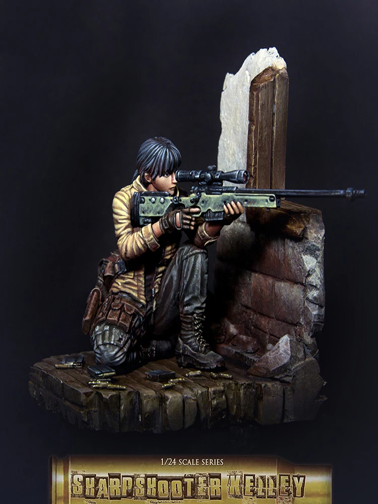 Neues unmontiertes 1/24 75 MM modernes Scharfschützengewehr, Frauenscharfschütze 75 MM Modell, Resin-Bausatz, DIY-Spielzeug, unbemalte Bausätze