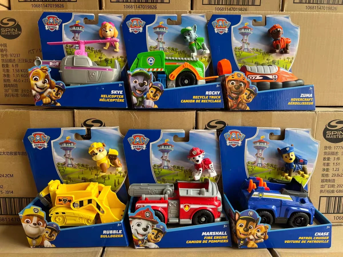 100%  Paw Patrol 어린이 장난감 차량 액션 피규어 개 애니메이션 인형 어린이 모델 어린이 생일 크리스마스 선물