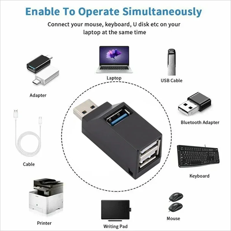 Usb Hub 3 Port Adapter Extender High Speed For Pc And Laptop_voghion.com