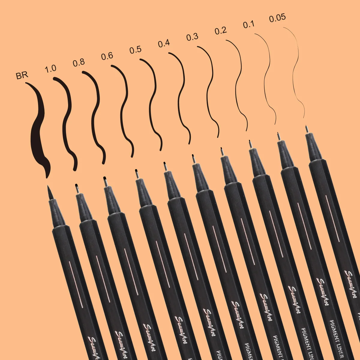 Pigment Fineliner Pigma Micron Ink Marker Pen 0.05 0.1 0.2 0.3 0.4 0.5 0.6 0.8 1.0 Brush 1/3/6/10pcs Pen Marker