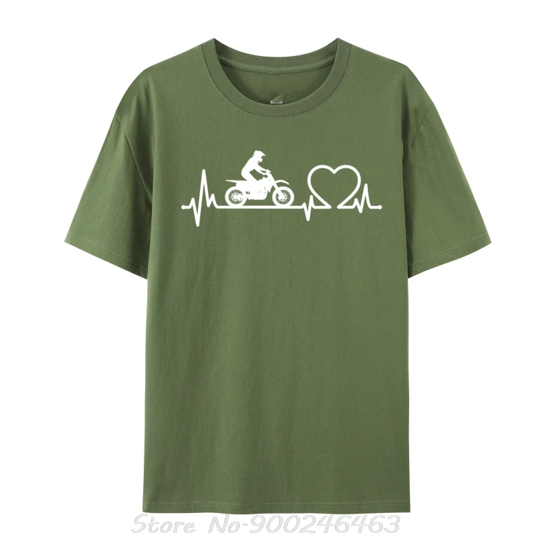 EKG Herzschlag Dirt Biker Motorrad Enduro Motocross Biker T-shirts Tops T Shirt Familie Baumwolle Lustige Kleidung Unisex T-shirts tops