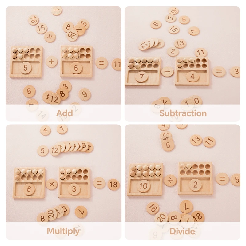 Montessori Kids Wooden Cognitive Ten Grid Number Counting Math Game Educational Toys For Kids Early Childhood Preschool Training 5