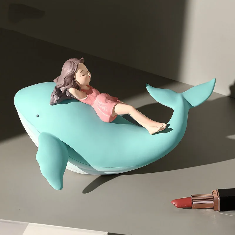 

Cute Whale Girl's Small Ornaments Living Room Cartoon Decoration Girl's Room Home Resin Crafts Decorative Figurines