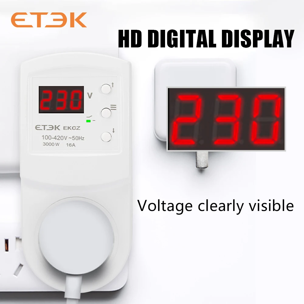 Advanced Overvoltage Protection Relay (16A, AC 140-300V) - Multifunctional Electronic Plug and Socket