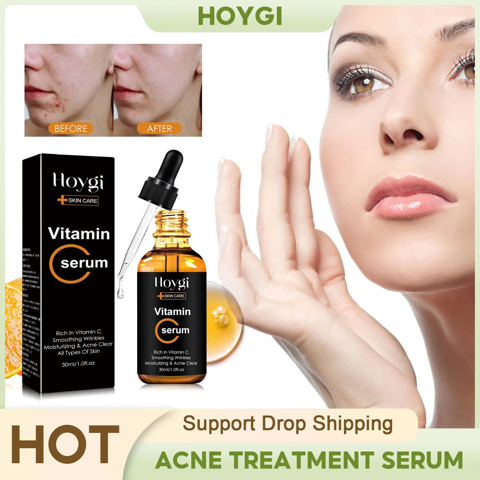 

Vitamin C Serum Acne Pimple Removal Smooth Wrinkle Tighten Lift Fade Acne Marks Anti Aging Repair Moisturizing Whitening Essence