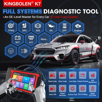 KINGBOLEN K7 Car Diagnostic Tools Full System OBD2 Scanner ECU Coding Active Test 28 Resets AF Reset 3 Years Free Workshop Tool 2