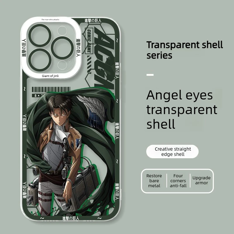 Anime Attack on Titan Mikasa & Levi Ackerman Clear Phone Case Cover