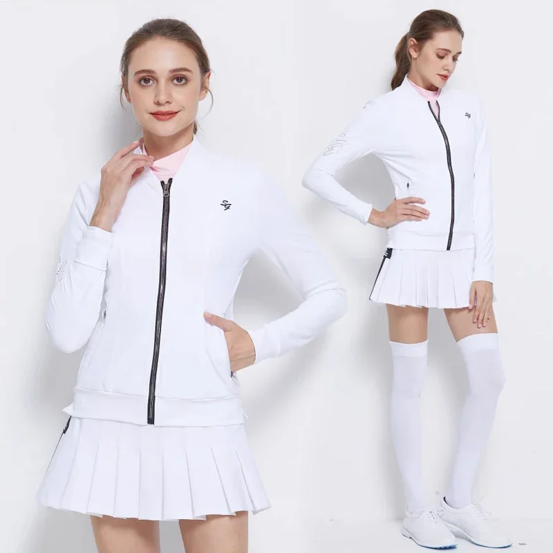SG Golf Women's Trench Coat Autumn and Winter Elastic Warm Jacket Golf Clothing Zipper Slim-fit Sports Casual Tennis Tops Ladies