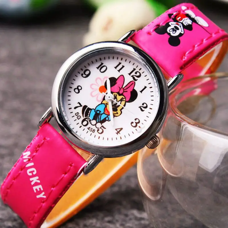 Disney Mickey Minnie Cute Cartoon Girls Kids Quartz Watches Children's Watch Lovely Fashion Girl Wristwatches 4