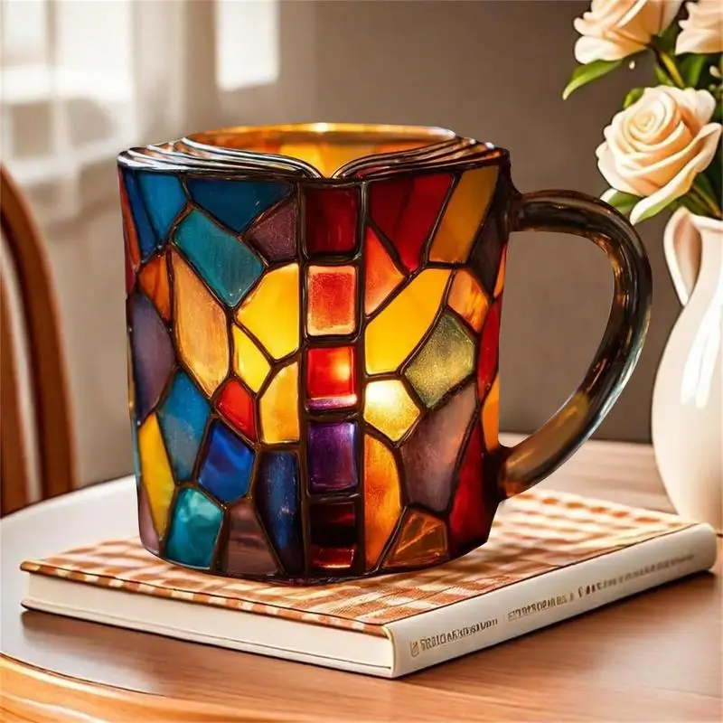 3D Book Stack Coffee Mugs Painted Book Mug with Handle Novelty 3d Painted Books Coffee Mug for Book Lovers Collection