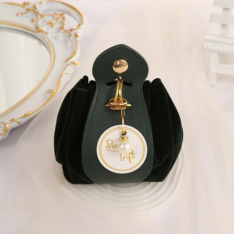 Luxury Flocked Leather Velvet Drawstring Candy Bags – Elegant Sachet Pouches for Christ... - SKU CFB01614 - UGI Packaging