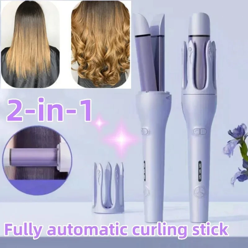 New Automatic Hair Curler Straightener 2 in 1, Negative Ion Electric Ceramic Fast Heating Rotating Magic Curler automatic curling iron god zero hurt hair big wave curling hairdresser rotating electric curling iron