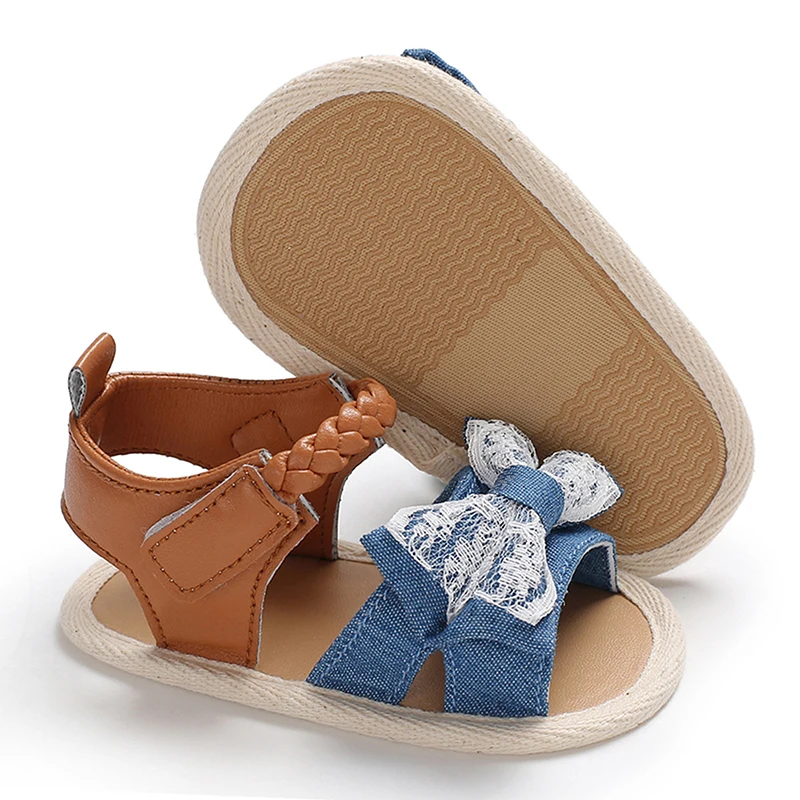 Cute Baby Girl Sandals Beach Slippers Infant Flexible Non-slip Bowknot Summer Flats Toddler Shoes Princess First Walkers