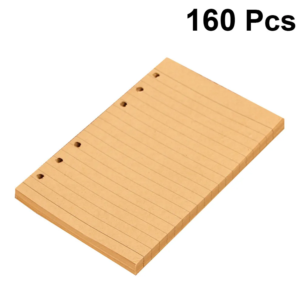 160Pcs A6 루스 리프 종이 시트 그리드 패턴 노트 리필 프리미엄 부드러운 필기 친환경 다채로운 일기장