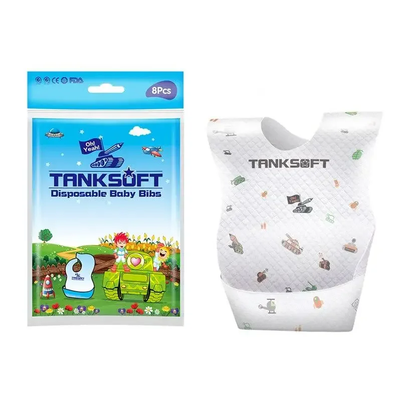 8pcs/lot Disposable Baby Bibs Feeding Apron Cute Infant Bandana Bib Girls Boys Non-woven Cartoon Scarf Travel Bibs Burp Cloths