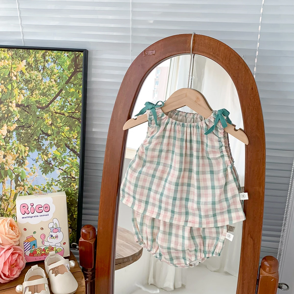 Summer Baby Girls Clothes Set Plaid Baby Suit Shirt with Short Pants 2pcs Baby Clothes 0-24 Months 3