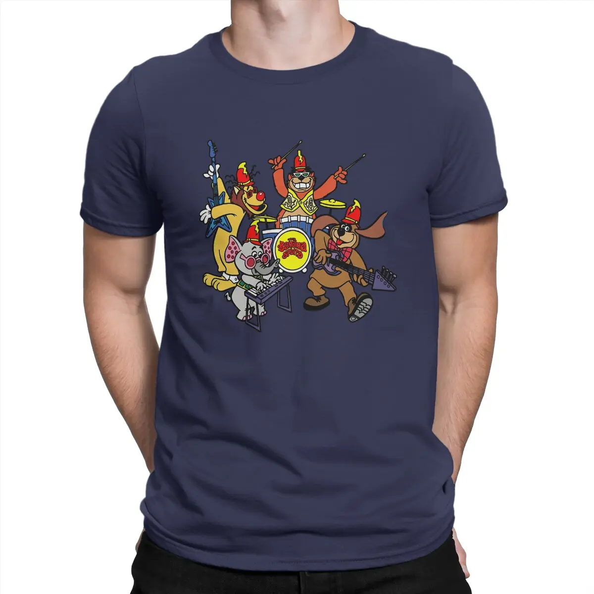 thumbnail image 1 of Camiseta de manga corta de algodón con cuello redondo y dibujos animados de Banana Splits para hombre, ideal como regalo., 1 of 7