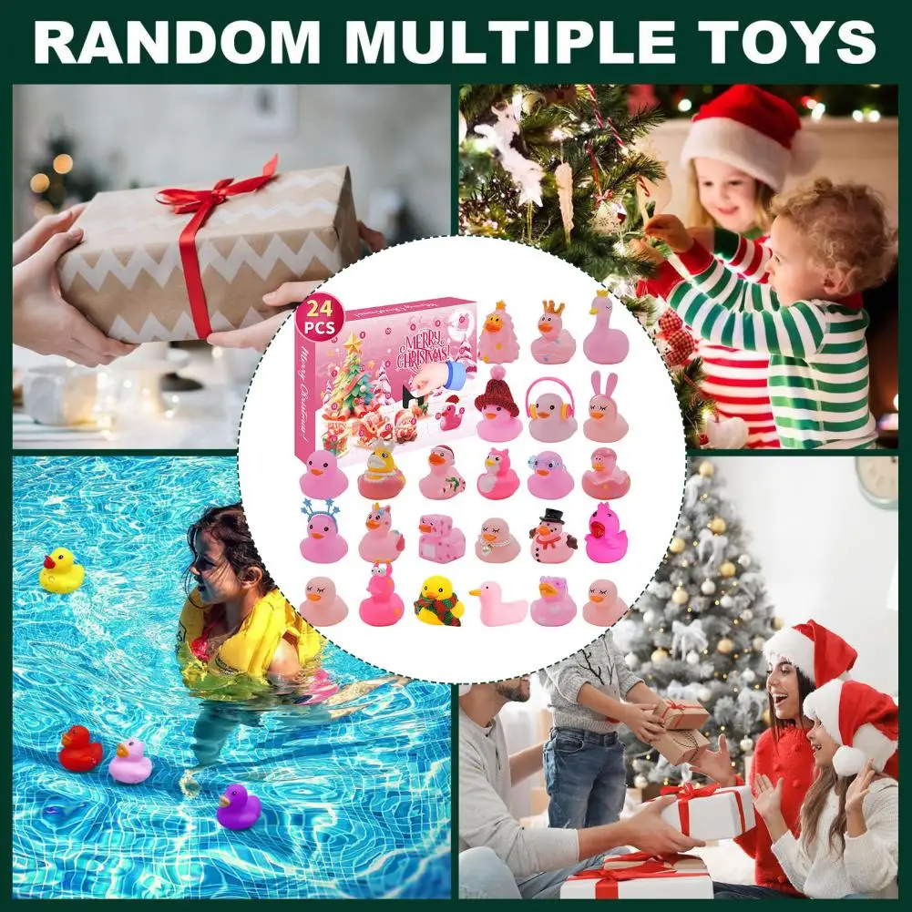 Christmas Duck Statue Christmas Countdown Duck Blind Box Mini Vinyl Cartoon Figurine Advent Calendar Toy Set for Kids Adults