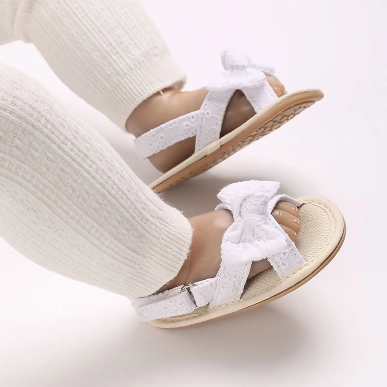 Cute Bowknot Baby Girls Sandals Breathable Open Toe Soft Sole Walking Shoes Summer Casual Shoes for Beach Toddler