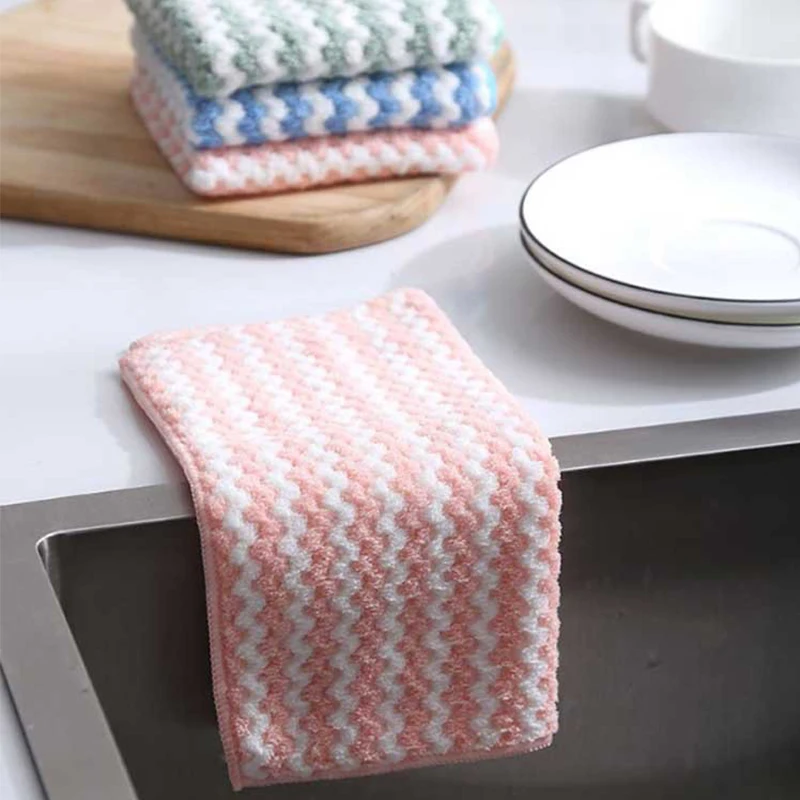 Microfiber dish cloth 5pcs/10pcs kitchen dishwashing superfine fiber water absorbent cleaning cloth multipurpose household cleaning tools