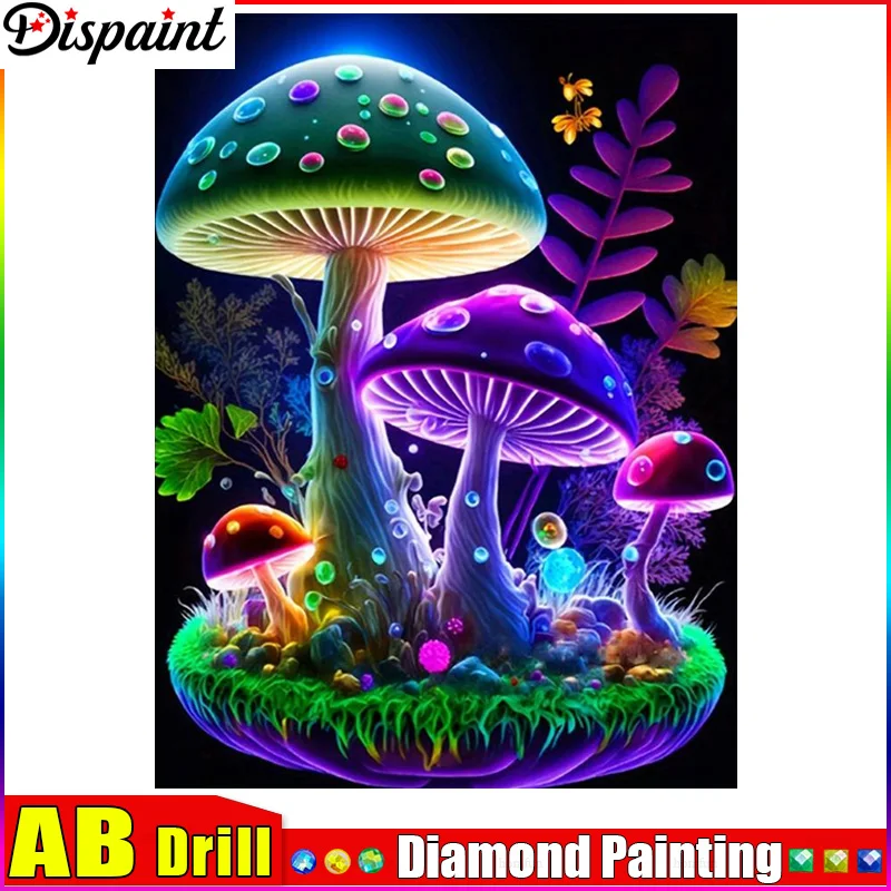 

Dispaint AB Diy 5d Diamond Painting "Colored Mushrooms" Cross Stitch Square Round Diamond Embroidery Handwork Rhinestone Art