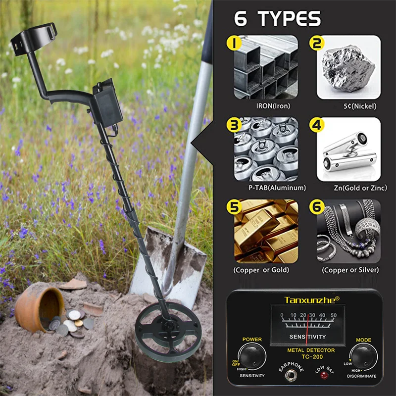 Metal Detector TC-200 Upgrade Underground Draad Ijzer Metalen Goud Detector Verstelbare Tracker Voor Schat Zoeken