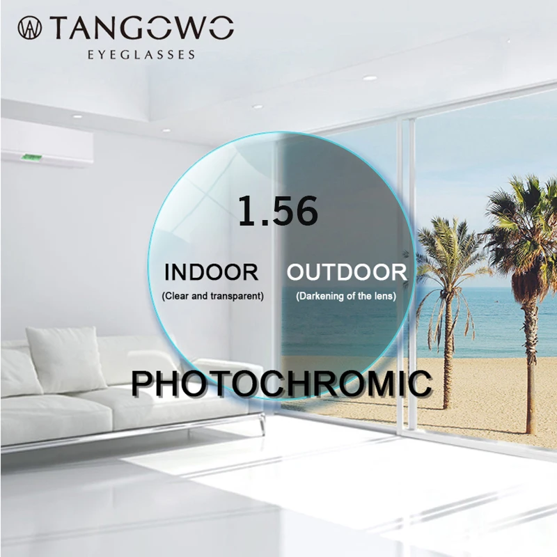 

1.56 Photochromic CR-39 Resin Aspheric Glasses Lens Anti-reflective Prescription Lens Myopia UV400 Photochromic Sunglasses Lens