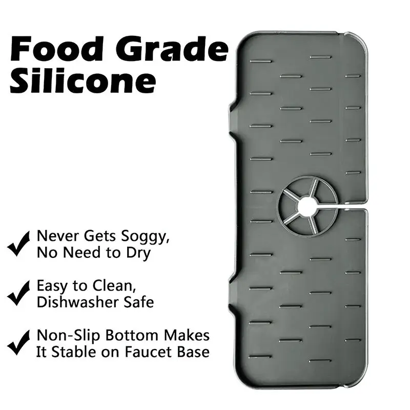 Foldable Kitchen Water Catcher Sink Draining Pad Splash Guard Silicone Faucet Mat Countertop Protector Pad for Bathroom Kitchen