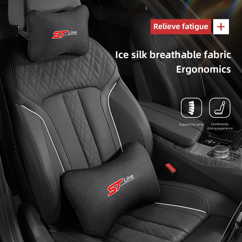 Car Seat Neck Headrest Waist Cushioning Ice Silk Pillow For Ford Galaxy Bronco Ecosport Maverick Escape PUMA Tourneo F150 F350