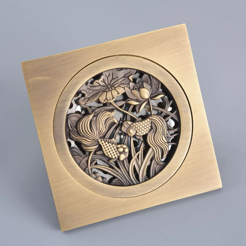 

Античная латунная квадратная напольная сливная решетка для ванной комнаты, евро сливная решетка для душа, сливная решетка Lhr120